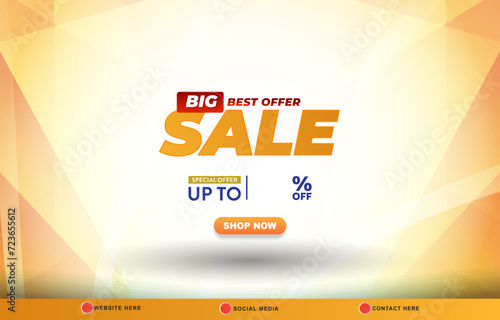 best offer big sale discount template banner with copy space for product sale with abstract gradient yellow and white background design