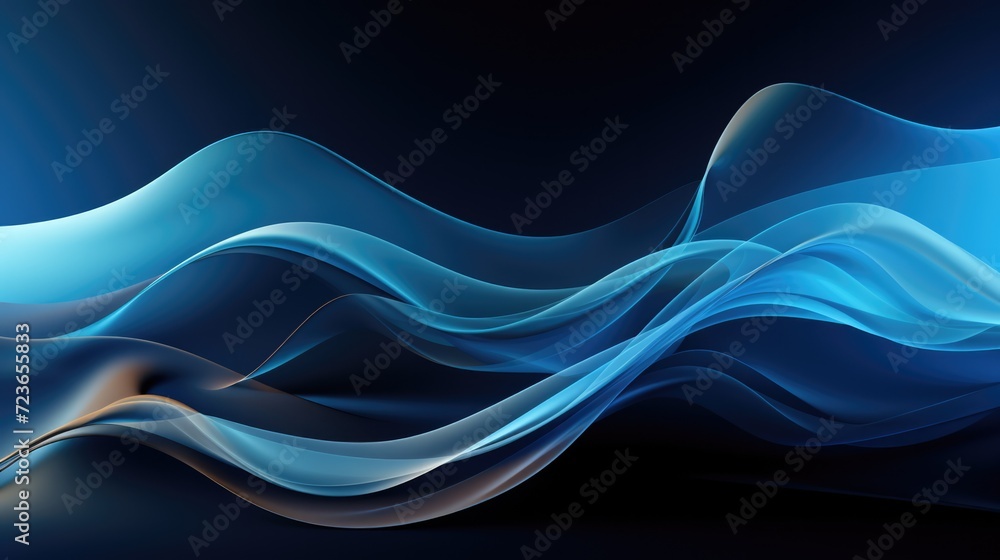Obraz premium Abstract background, blue haze, steam on a dark, black background.