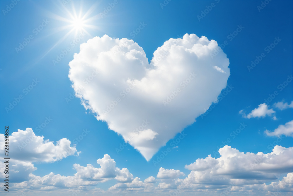 White cloud in heart shape on blue sky for love White cloud in heart shape on blue sky for love