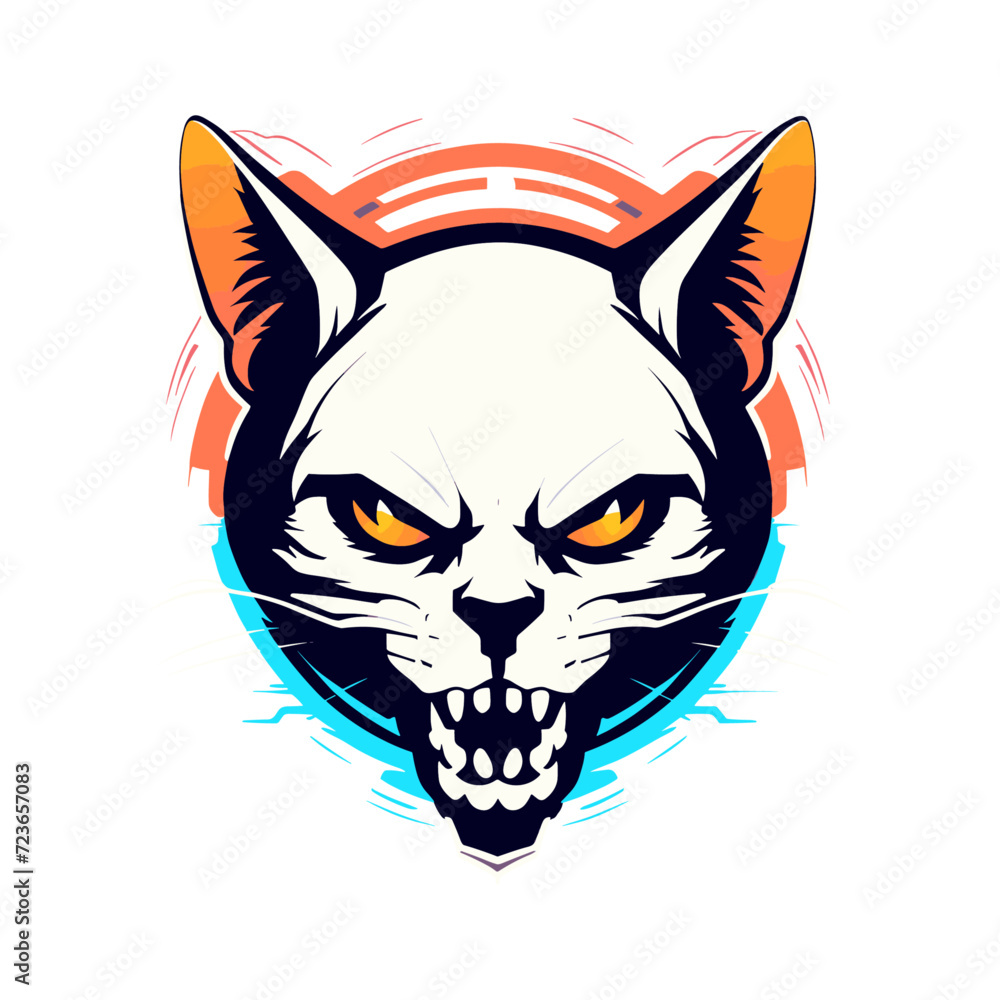 Fototapeta premium illustration of a holo cat head