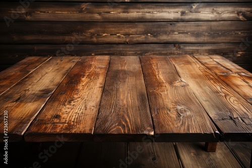 empty wooden table bar restaurant background. blurry background