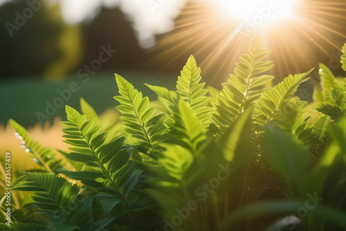 sun rays through the forest. 