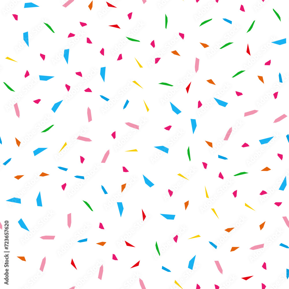 Bright Festival seamless pattern with confetti. Repeating background, vector illustration

