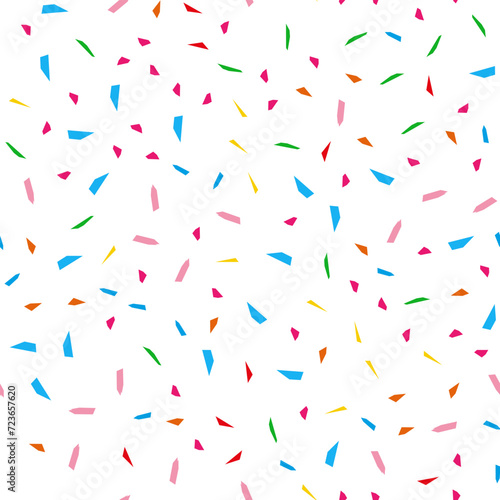 Bright Festival seamless pattern with confetti. Repeating background, vector illustration
