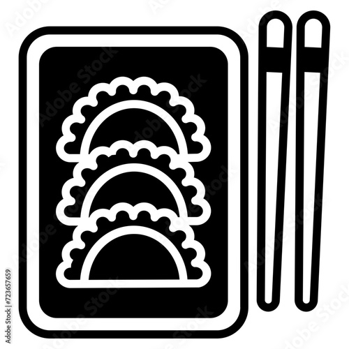 Gyoza glyph and line vector illustration