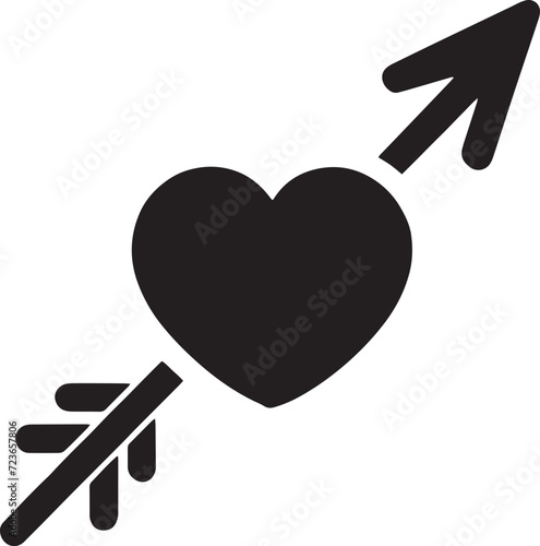 Cupid's Arrow Through Heart Silhouette