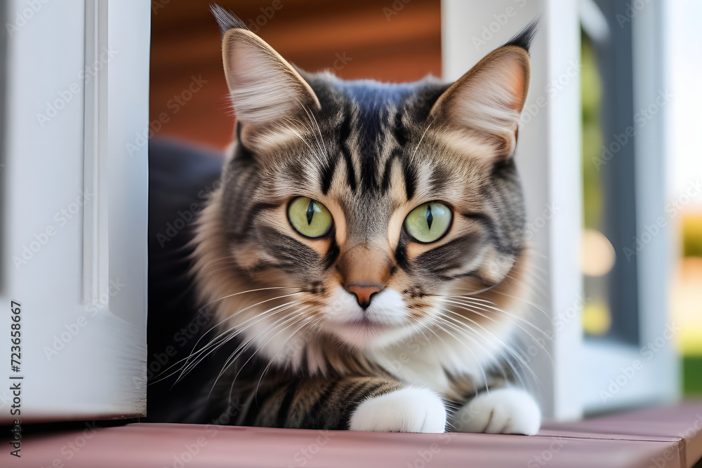 cat on a table. 