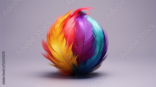 Vividly colored feathered ball