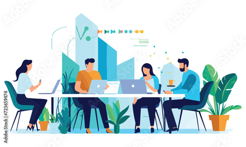 vector flat people on business teamwork illustration flat illustration. 