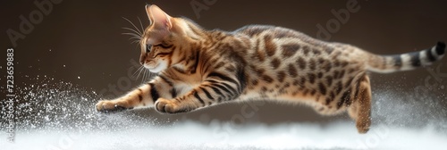 Side View Bengal Cat Jumping Down  Desktop Wallpaper Backgrounds  Background HD For Designer