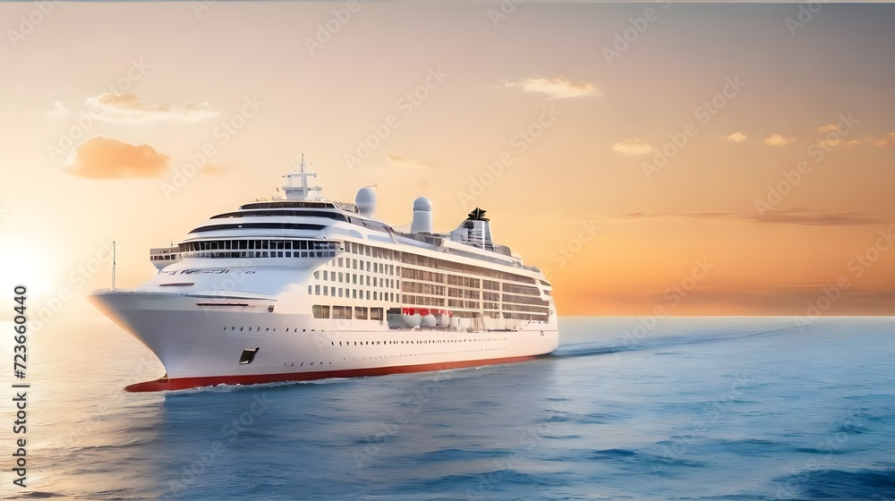 cruise ship in the sea with sunset cruise ship in the sea with sunset