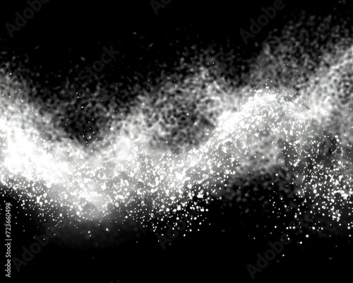 Glitter particles mist or flame wave on a black background