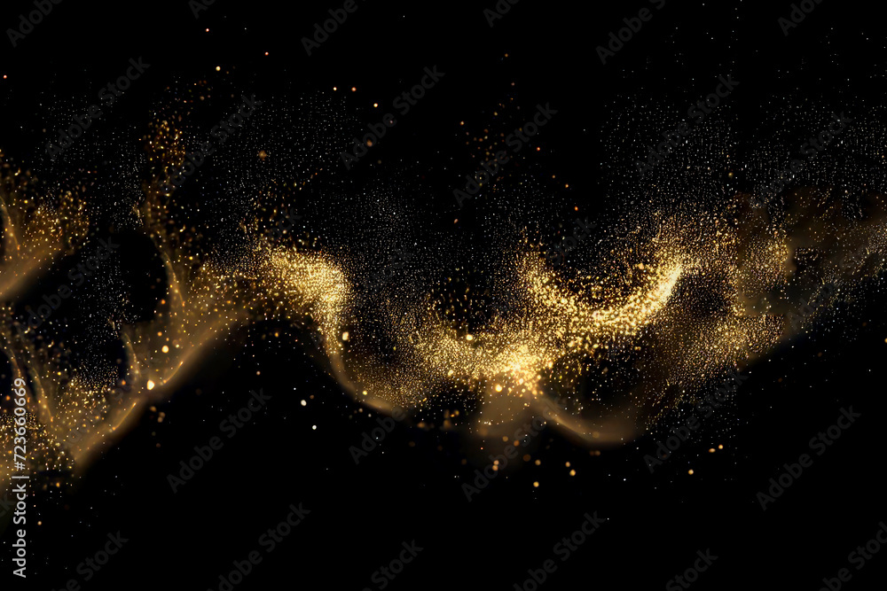 Glitter particles mist or flame wave on a black background Glitter particles mist or flame wave on a black background
