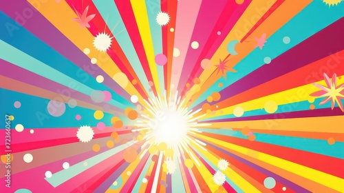 colorful sunburst background with a starburst in the middle