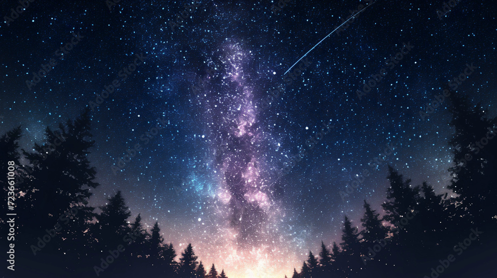 Obraz premium 森から見えた綺麗な星空