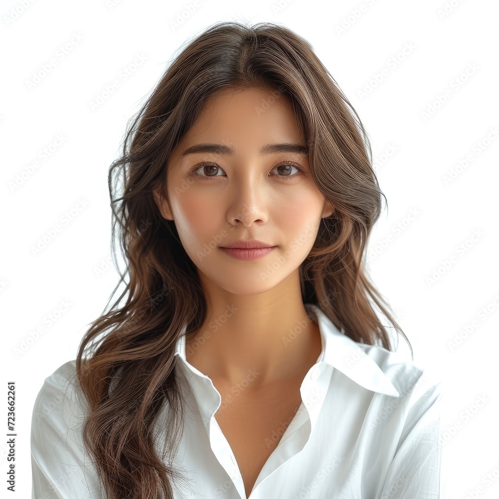 Young Asian Business Woman Casual Shirt On White Background, Illustrations Images Young Asian Business Woman Casual Shirt On White Background, Illustrations Images