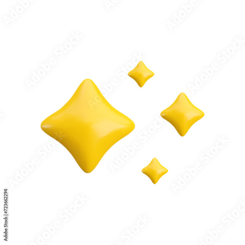 Vector 3d gold sparkle star icon on white background. Cute realistic cartoon 3d render  glossy yellow four pointed shining stars concept for magic sparkling decoration  web  game  app  flash symbol