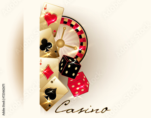 Casino banner with poker cards, vector illustration