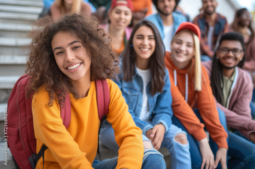 Fototapeta premium College or High School Students Friends Group