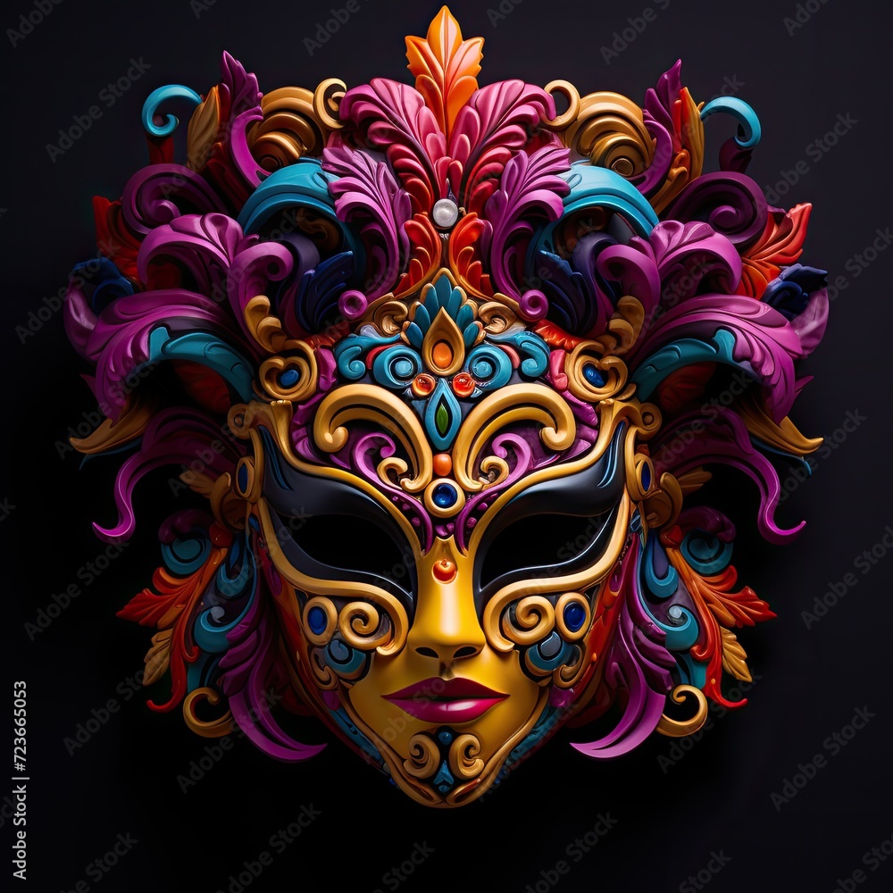 Artistic and colorful mask with intricate details Artistic and colorful mask with intricate details