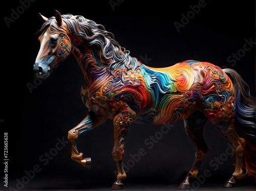 A multicolored horse with a long gorgeous mane © Эля Эля