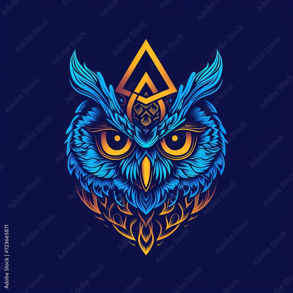Obraz premium esoteric owl logo on a dark background
