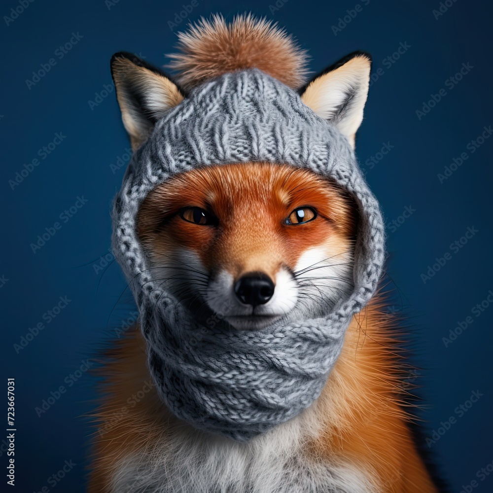 Obraz premium Fox in a Grey Hat