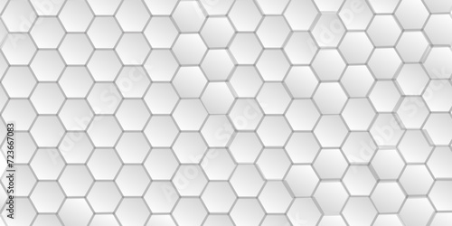 Fototapeta Naklejka Na Ścianę i Meble -  Abstract white 3d hexagonal polygonal pattern background vector. seamless bright white abstract honeycomb backdrop decoration geometric cell web concept tile and texture background.