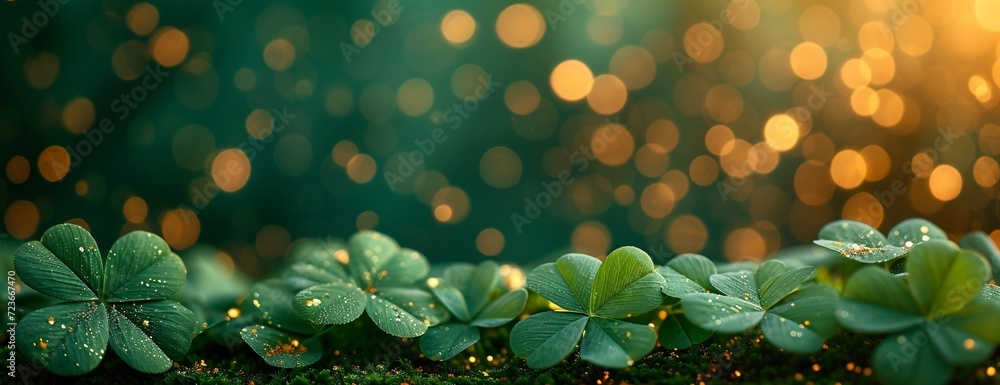Obraz premium Shamrock Shine: A Glowing Green Celebration of St. Patrick's Day Generative AI