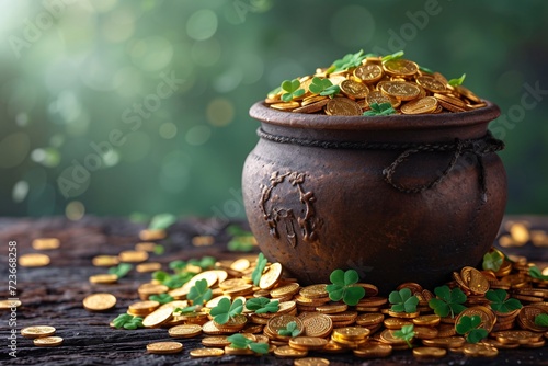 Golden Pot of Luck: A Shamrock-Filled Treasure Chest Generative AI