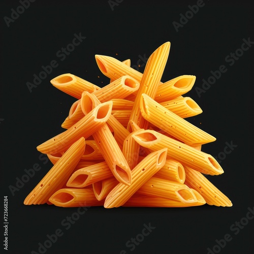 Typical Italian Penne Pasta On Dark  Illustrations Images