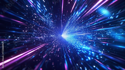A mesmerizing image depicting the warp drive effect, simulating travel at the speed of light through a star-studded galaxy.