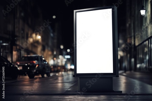 blank billboard at night city