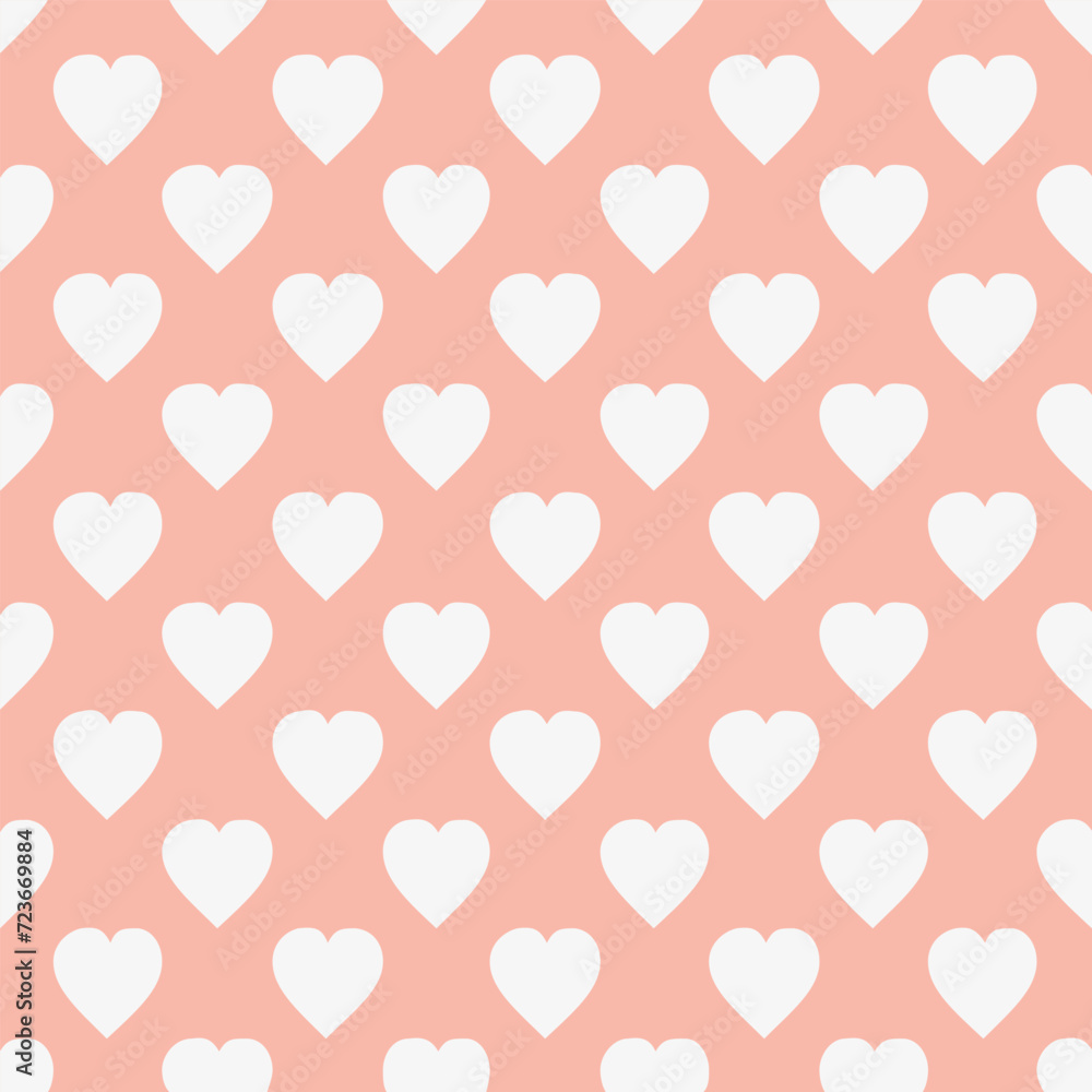 Pattern with white hearts on a pink background. Style for print on fabric, gift wrap, web backgrounds, scrap booking, patchwork Vector illustration Seamless background
Pattern with white hearts on a pink background. Style for print on fabric, gift wrap, web backgrounds, scrap booking, patchwork Vector illustration Seamless background