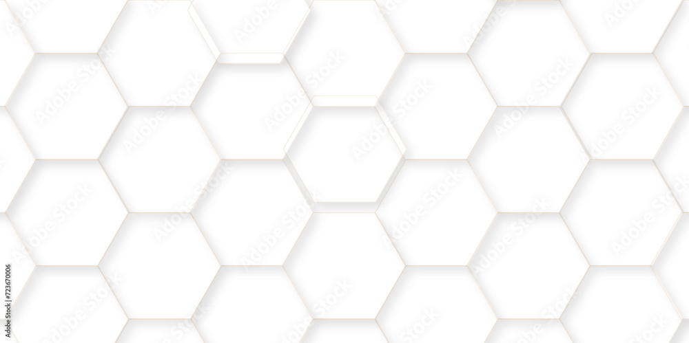 Abstract white 3d hexagonal polygonal pattern background vector. seamless bright white abstract honeycomb backdrop decoration geometric cell web concept tile and texture background. Abstract white 3d hexagonal polygonal pattern background vector. seamless bright white abstract honeycomb backdrop decoration geometric cell web concept tile and texture background.