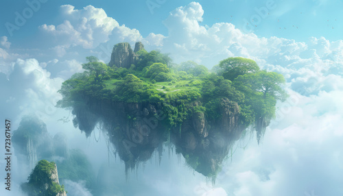 a little island in the sky with grass surrounding it © Kien