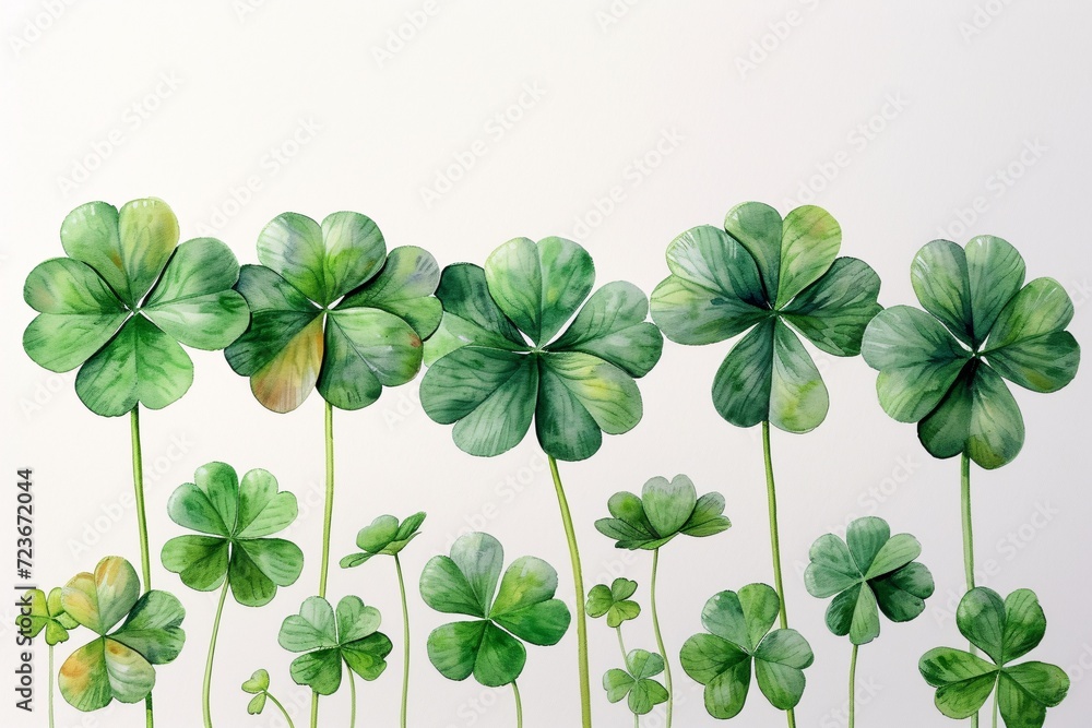 St. Patrick's Day Celebration: A Colorful Display of Clover Leaves Generative AI
