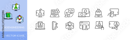 Bioengineering icons set. Linear style. Vector icons