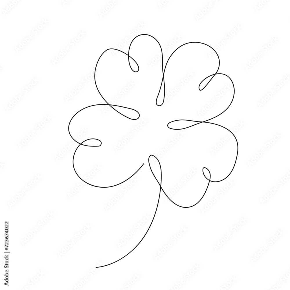 Clover celtic lucky symbol continuous line art traditional decorative leaf isolated on white. Patrick day holiday. Clover celtic lucky symbol continuous line art traditional decorative leaf isolated on white. Patrick day holiday.