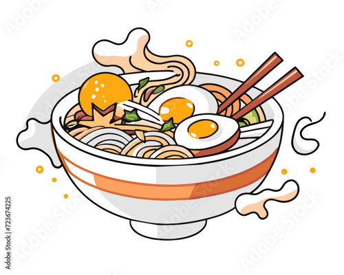 ramen in bowl vector