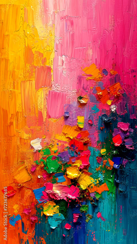 Abstract colorful background. Oil painting on canvas.