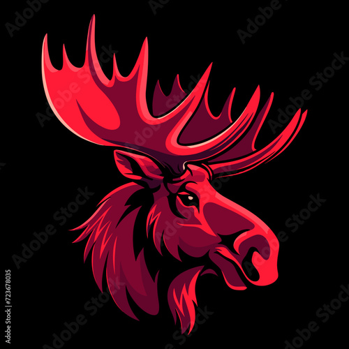 Moose head symbol, great for badge label, logo design, vector illustration.