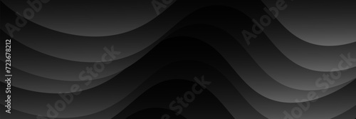 3D black geometric abstract background overlapping layers on dark space with wave shape decoration. modern minimalist graphic design for banner, flyer, card. vector