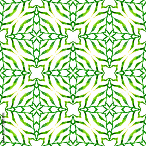 Chevron watercolor pattern. Green fetching boho