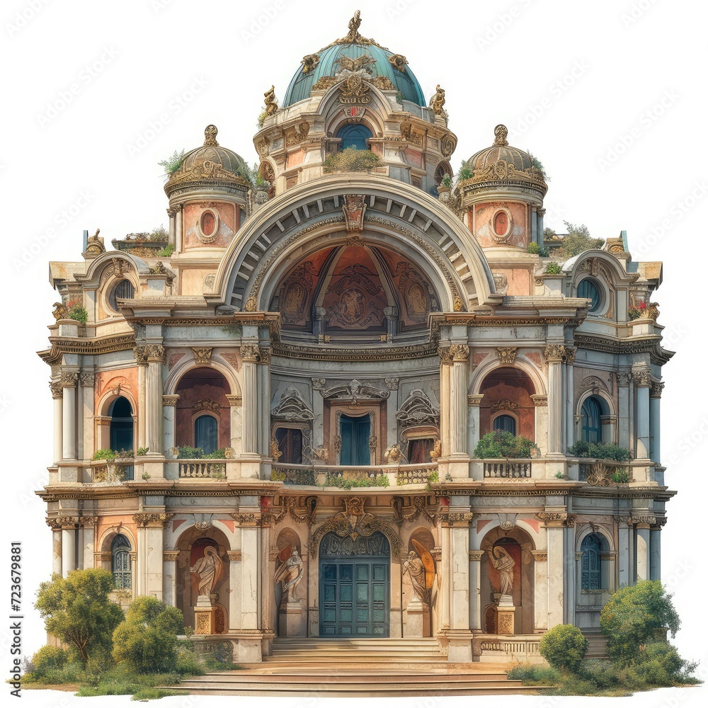 Sicilian Palermo Opera House Old Architecture On White Background, Illustrations Images Sicilian Palermo Opera House Old Architecture On White Background, Illustrations Images