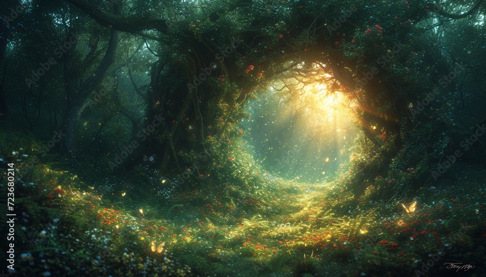 April Showers Bring May Flowers: A Magical Forest Scene Generative AI