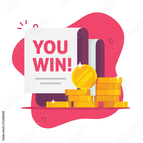 Money cash prize win reward icon vector graphic illustration red, giveaway present award flat cartoon surprize notice image clipart