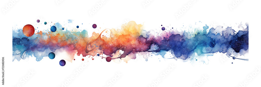painted abstract space and stars, isolated on white background use for banner