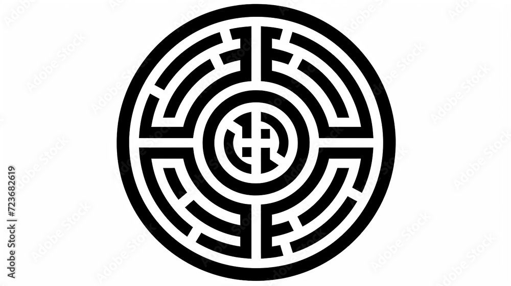 logo symbol round maze on white background isolated