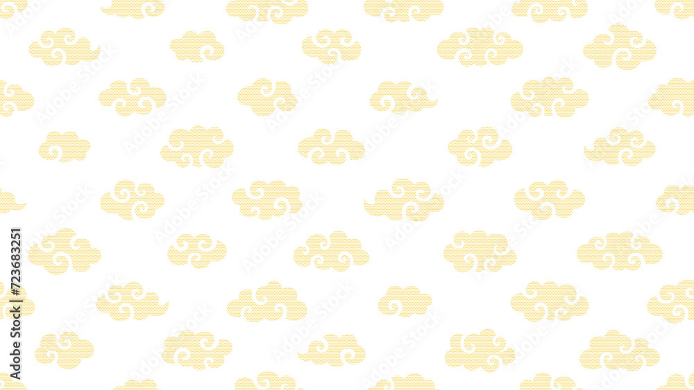 ドット柄の中華風の金の雲のパターン背景 ドット柄の中華風の金の雲のパターン背景